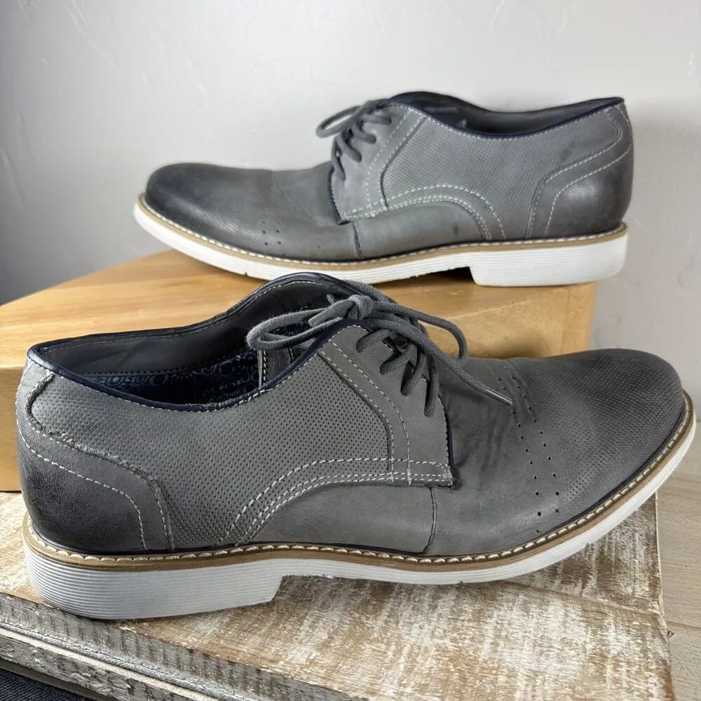 Steve Madden P-BEATT Mens 10 Grey Leather Oxfords